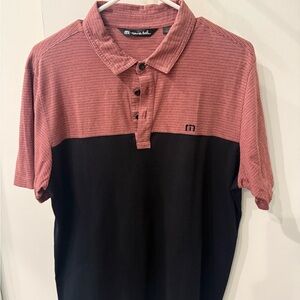 Travis Mathew Red and Black Polo Shirt